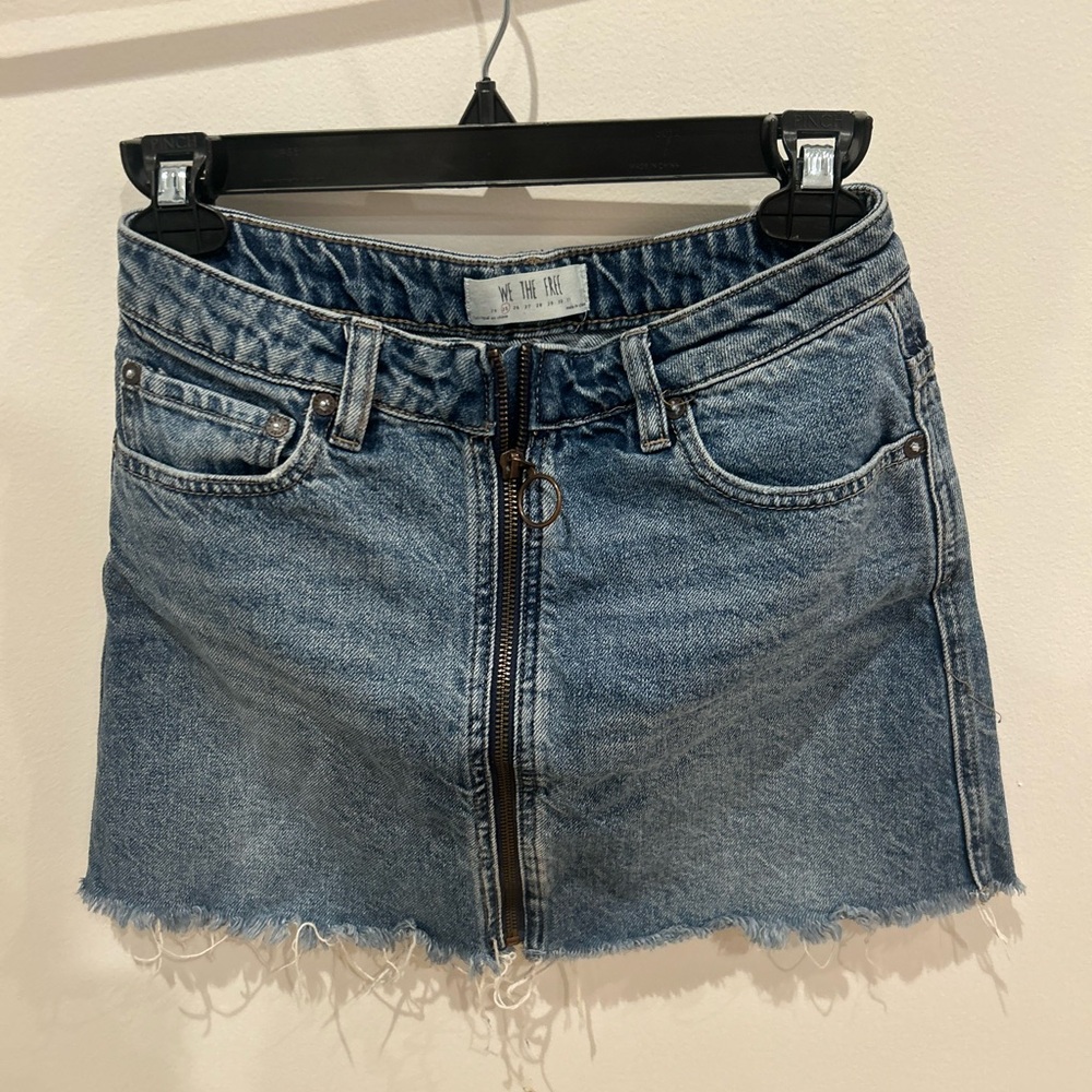 Free People Denim front zip Mini Skirt